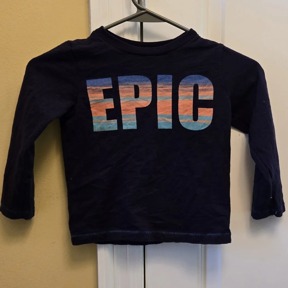 Gymboree Blue Long Sleeve Tee Epic Graphic With Space Ship On The Sleeve